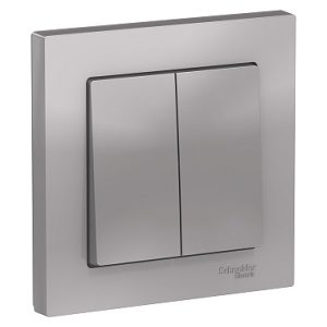 Systeme electric atlasdesign Алюминий Выключатель 2 клавишный сх.5, 10АХ, в сборе se atn000352
