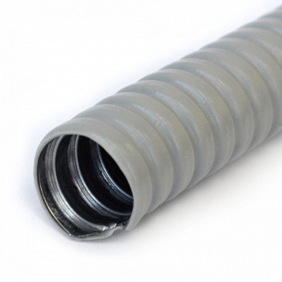 Металлорукав в ПВХ изоляции серый Р3 ЦП НГ 25 (50м/уп) Промрукав