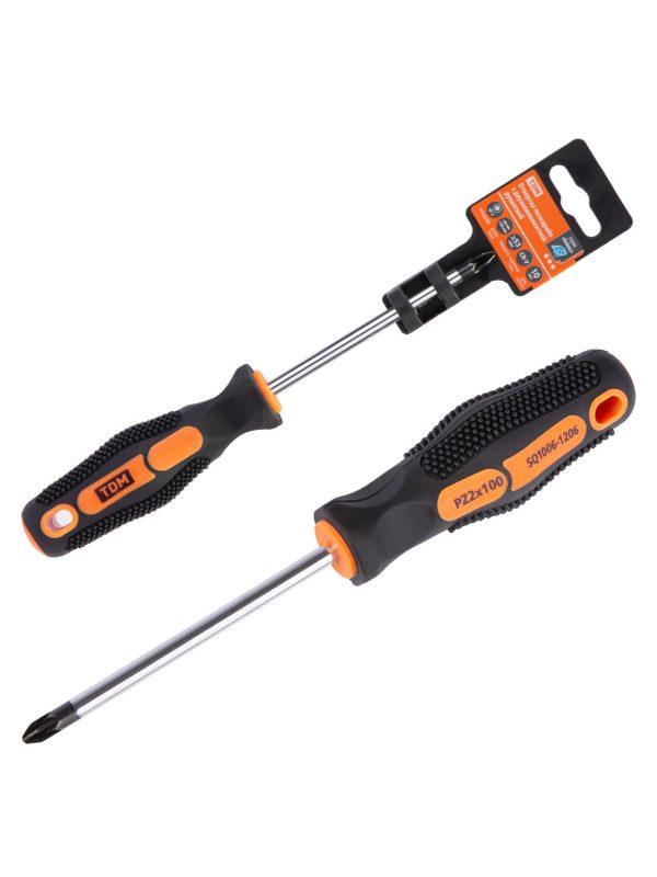 Отвертка позидрайв двухкомпонентная, cr v тип pz2x100, серия "Алмаз" tdm