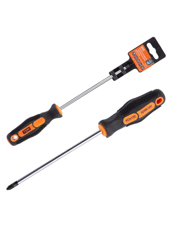 Отвертка позидрайв двухкомпонентная, cr v тип pz2x150, серия "Алмаз" tdm