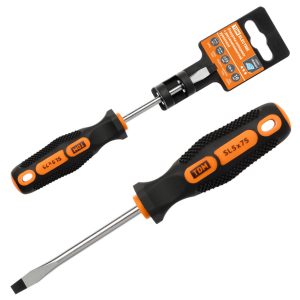 Отвертка шлицевая двухкомпонентная, cr v тип sl5.0x75, серия "Алмаз" tdm