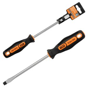 Отвертка шлицевая двухкомпонентная, cr v тип sl8.0x150, серия "Алмаз" tdm