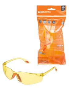Очки защитные открытые ударопрочные, с дужками, с накладками на заушниках, желтые, "Гранит", tdm