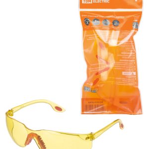 Очки защитные открытые ударопрочные, с дужками, с накладками на заушниках, желтые, "Гранит", tdm