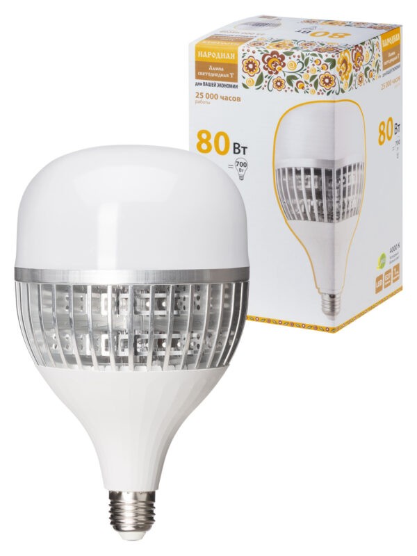 Лампа светодиодная t 80 Вт 230 В 4000 К–e27 (130x223 мм) НАРОДНАЯ