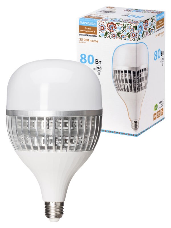 Лампа светодиодная t 80 Вт 230 В 6500 К–e27 (130x223 мм) НАРОДНАЯ